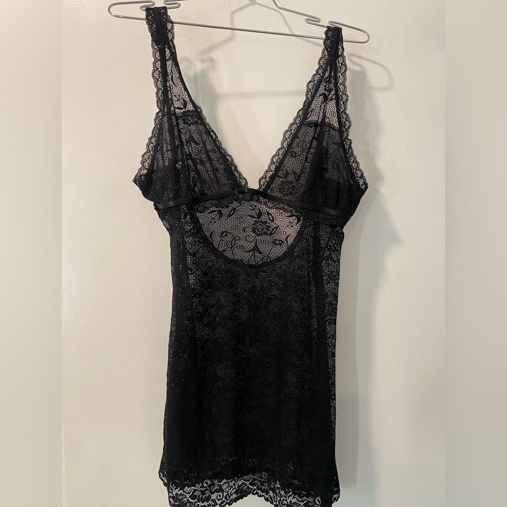 Black Lace Sheer Slip Size Large